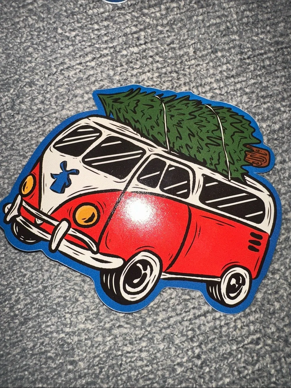 Dutch Bros Red and White Van Puzzle Sticker with Green Tree